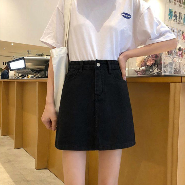 Women Slim Half-Body Skirt A-Type Package Hip Denim Short Skirt