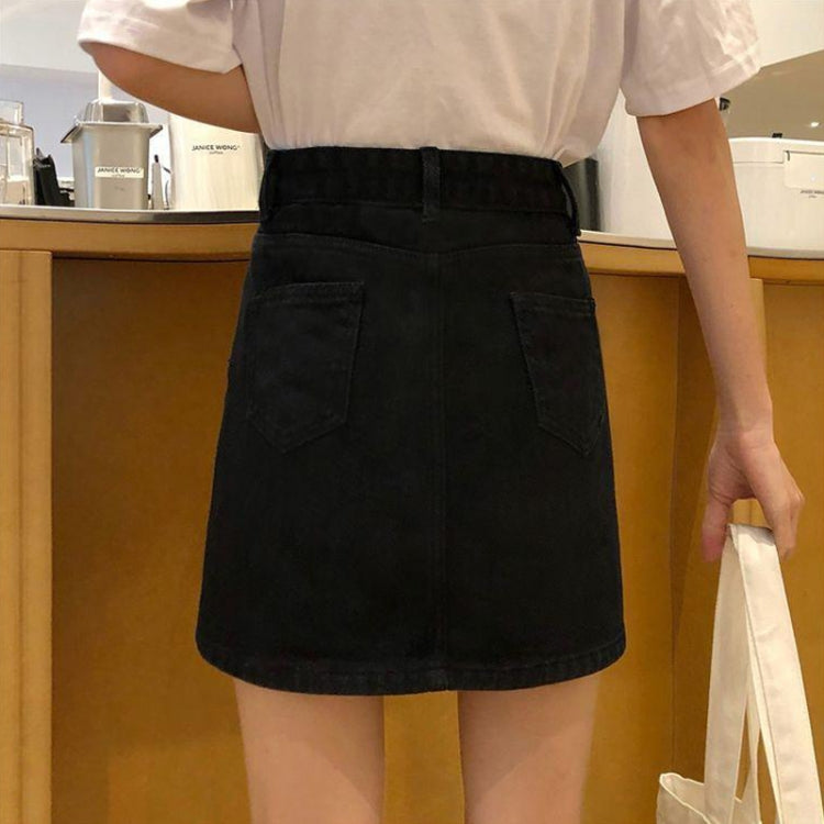 Women Slim Half-Body Skirt A-Type Package Hip Denim Short Skirt