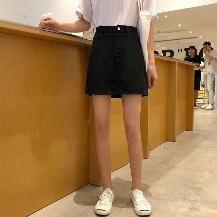 Women Slim Half-Body Skirt A-Type Package Hip Denim Short Skirt