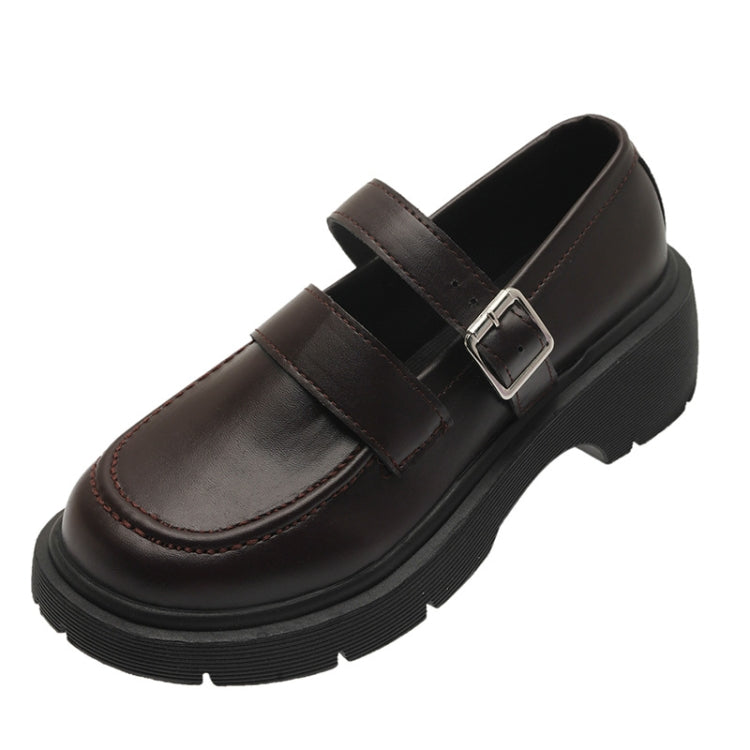 Women Leather Shoes Round Toe Mary Janes Shoes Girls Student School Shoes