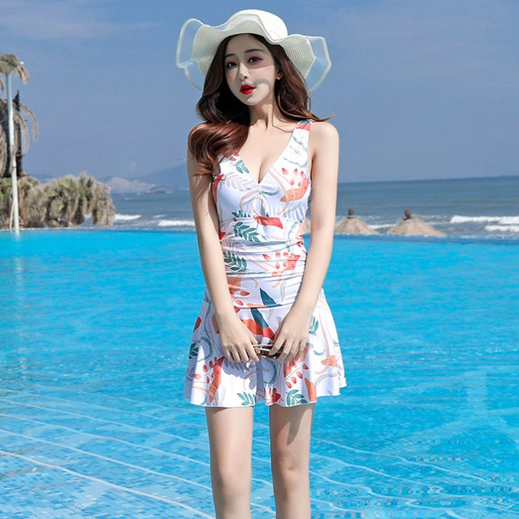 Summer Printed Skirt-Style Ladies One-Piece Sexy Backless Swimsuit