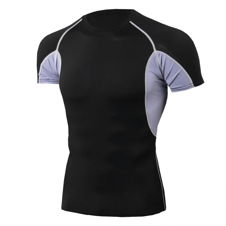 Mens Tight Fit Short Sleeve Stretchy And Quick Dry Fitness Clothing