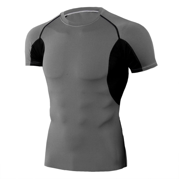 Mens Tight Fit Short Sleeve Stretchy And Quick Dry Fitness Clothing