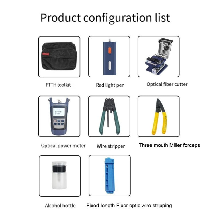 Fiber Optic Tool Kit With Cutter Cleaver Optical Power Meter 10mW Red Test Pen