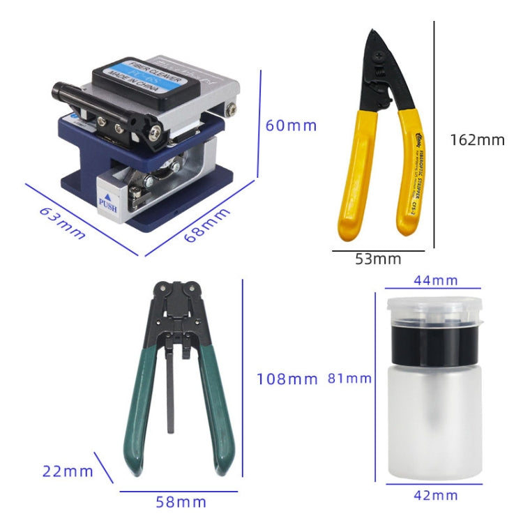 Fiber Optic Tool Kit With Cutter Cleaver Optical Power Meter 10mW Red Test Pen