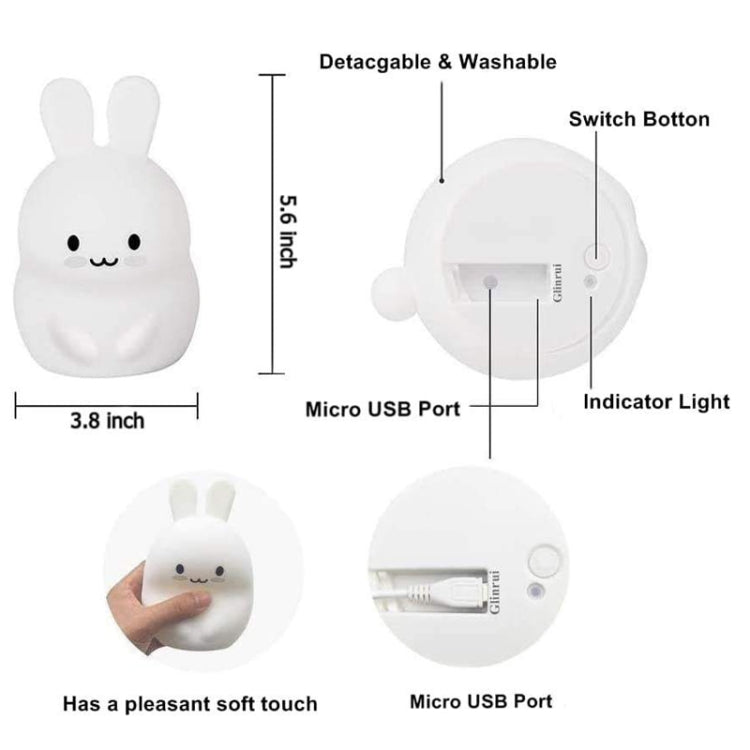 Rabbit Silicone Pat Night Light Children Gift Color Changing Lamp My Store