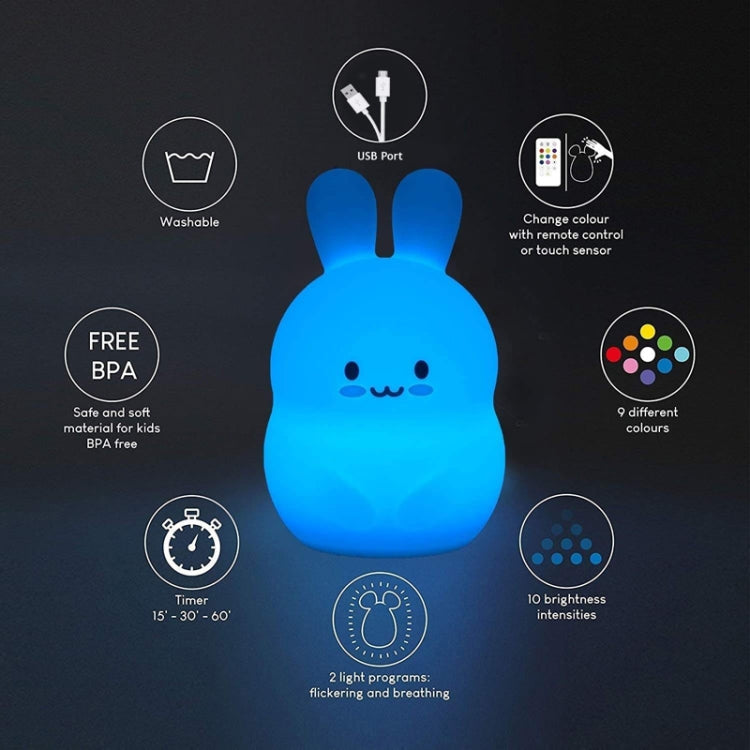 Rabbit Silicone Pat Night Light Children Gift Color Changing Lamp My Store