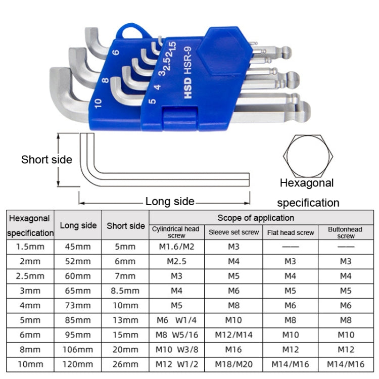 Short-Side Ball-End Hexagon Wrench Set Tools My Store