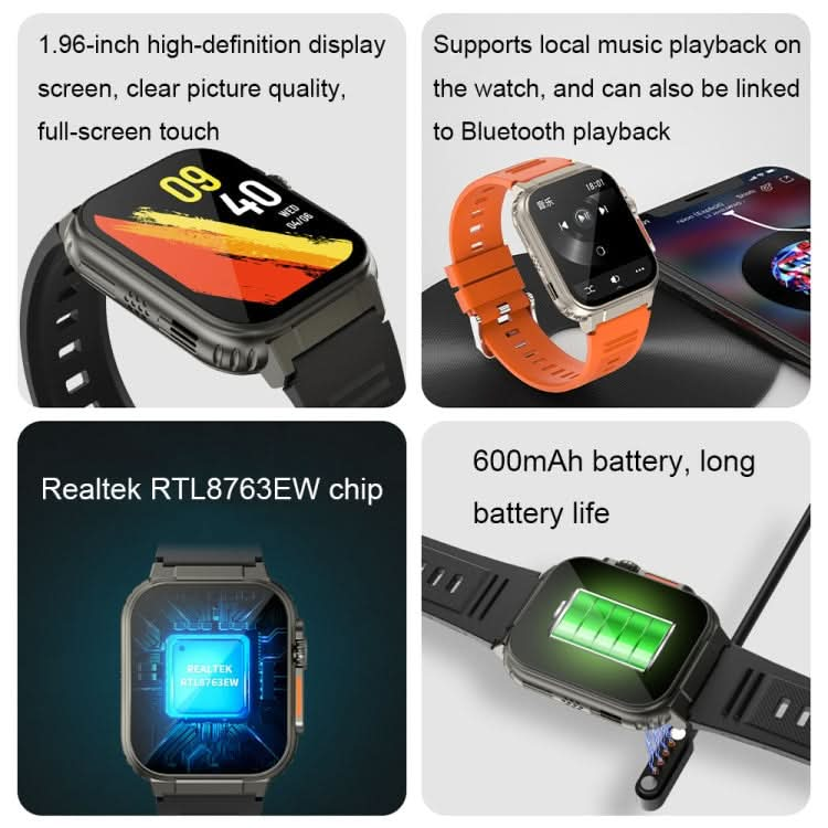 A70 1.96 Inch Health Monitoring Multifunctional IP68 Waterproof Bluetooth Call Smart Watch