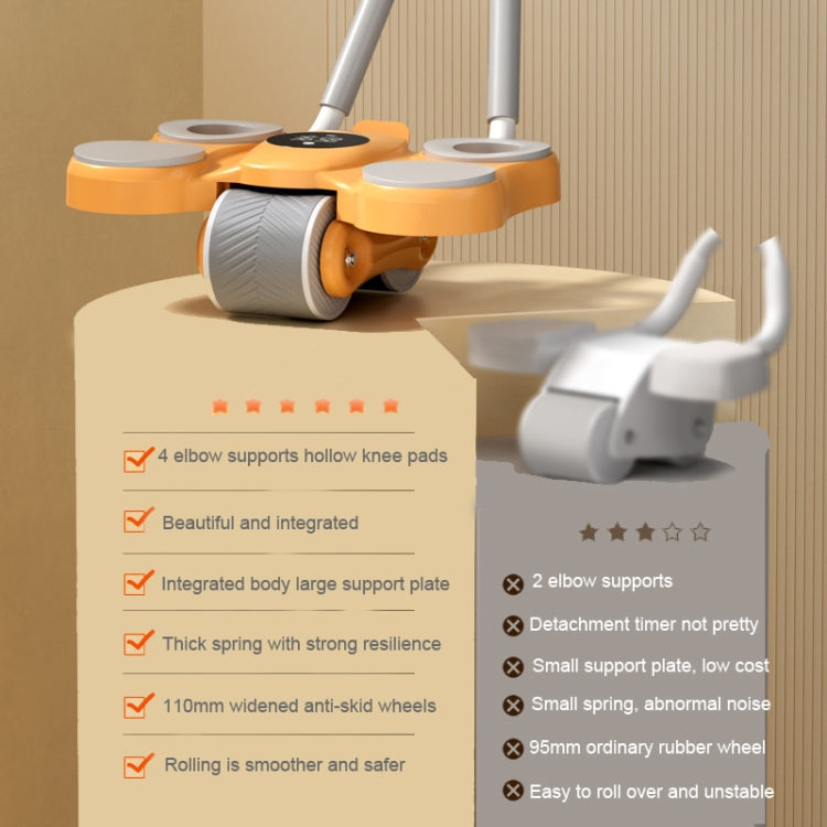 4-elbow Support Hollow Abdominal Wheel Automatic Rebound Ab Roller Fitness Equipment with Timing Reluova