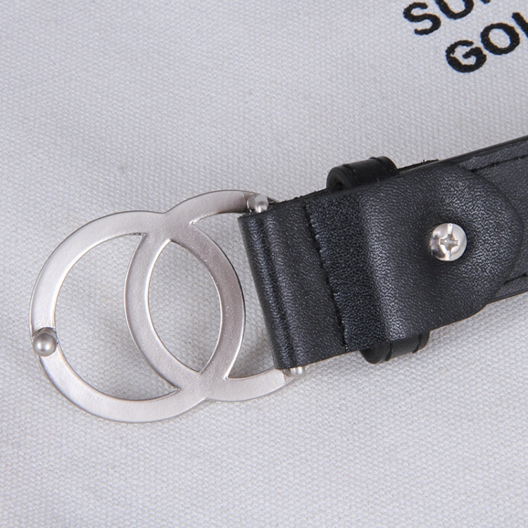 Ladies Double Round Buckle Belt Simple Black Denim Belt My Store