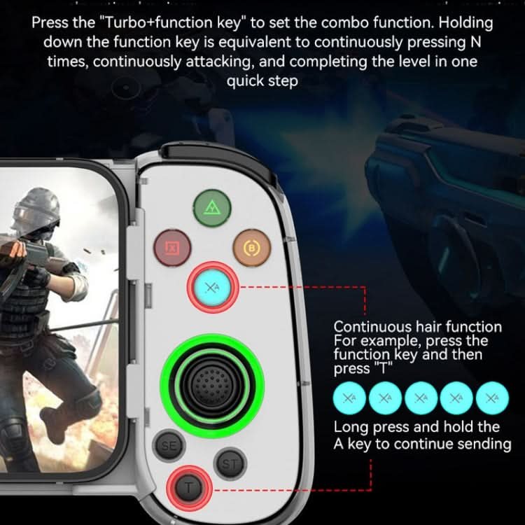 D7 BT5.0 Retractable Gamepad With Light For PC / Android / IPhone /Win7 10 11/Mac OS/Switch Reluova