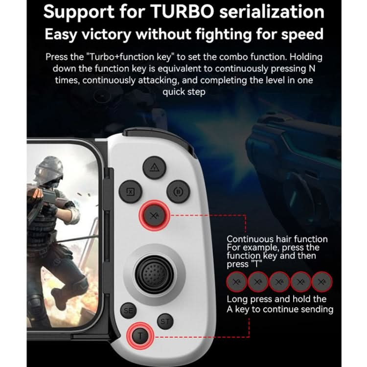 D6  Bluetooth Retractable Gamepad Dual Hall Six-Axis Somatosensory For Android/IPhone /Switch Reluova