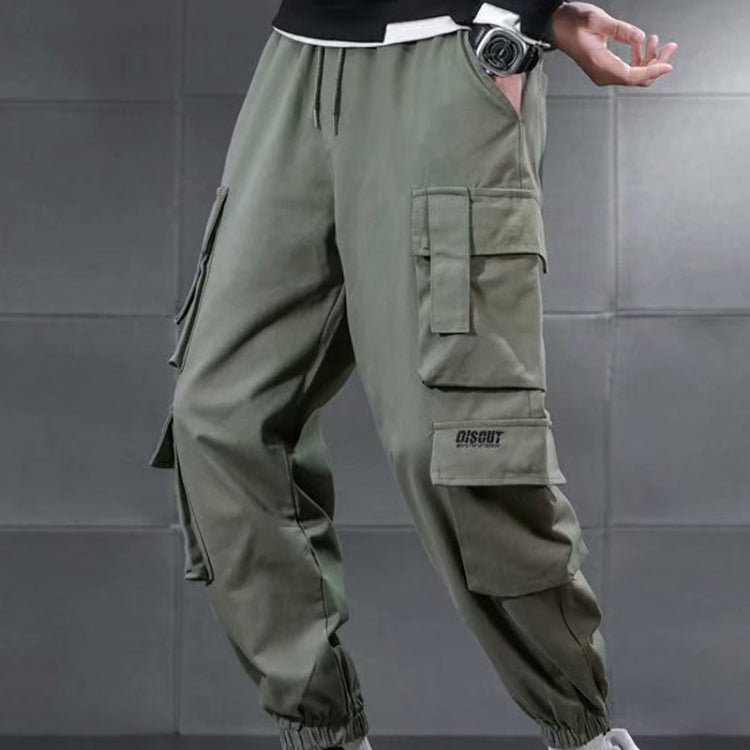 Mens Drawstring Trousers Multi-Pocket Casual Pants My Store