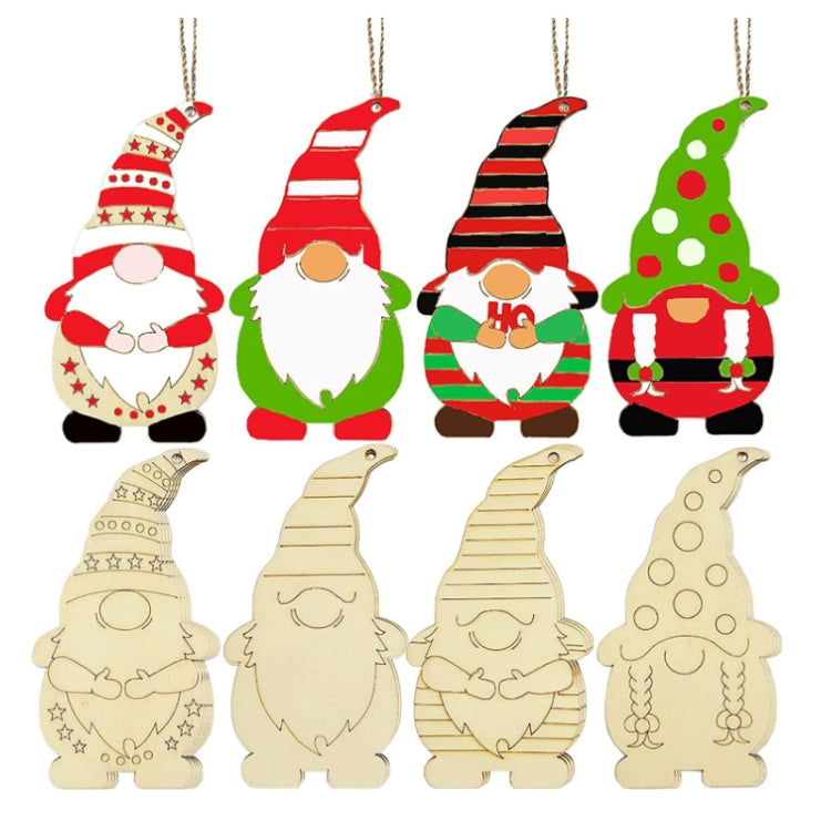 Christmas Tree DIY Painting Wooden Dwarf Elf Hanging Decorations