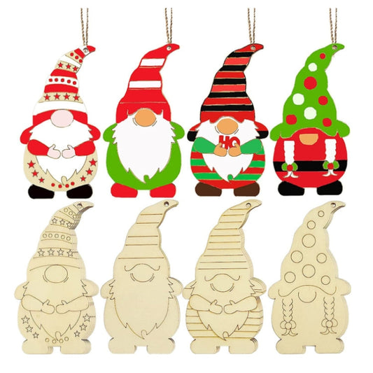 Christmas Tree DIY Painting Wooden Dwarf Elf Hanging Decorations My Store