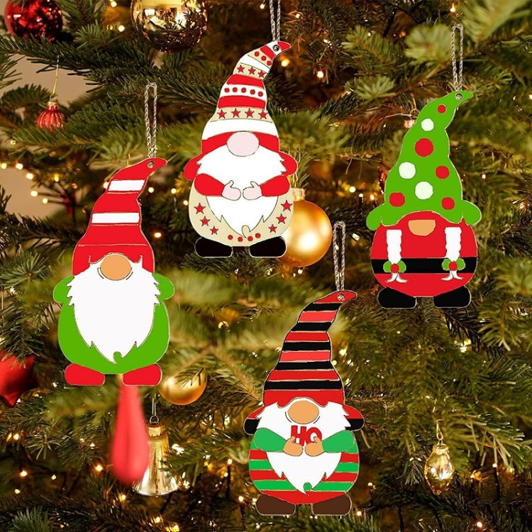 Christmas Tree DIY Painting Wooden Dwarf Elf Hanging Decorations