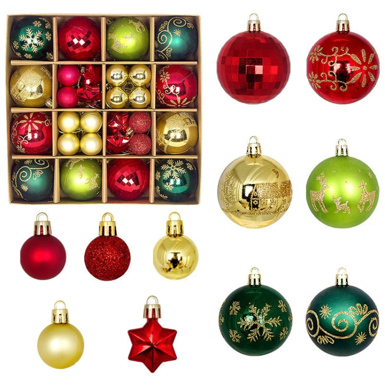 44pcs/set 3-6cm Christmas Ball Painted Pendant Electroplated Ball Ornaments