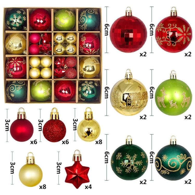 44pcs/set 3-6cm Christmas Ball Painted Pendant Electroplated Ball Ornaments My Store