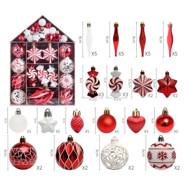 73pcs/Set Christmas Tree Decoration Pendant Painted Christmas Ball