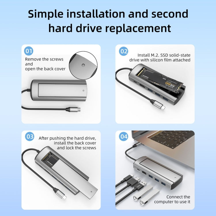 6-In-1 TYPE-C/USB-C To PD+HDMI (4K 30hz) +USB3.0 X 3+SSD Docking Station