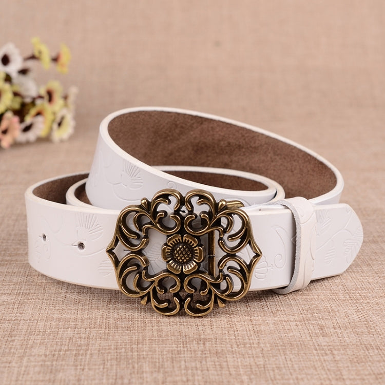 Sunflower Pattern Needle Buckle Women Belt Retro Waist Band Leather Belt My Store