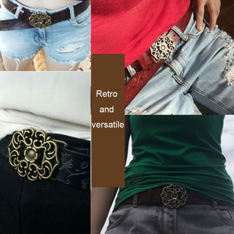 Sunflower Pattern Needle Buckle Women Belt Retro Waist Band Leather Belt My Store