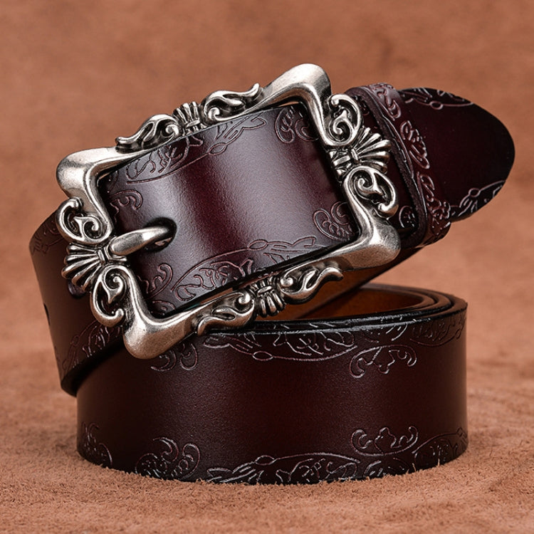 Women Carved Leather Waist Band Simple Pin Buckle Belt My Store