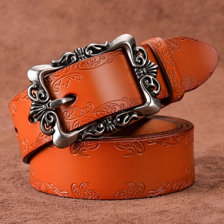 Women Carved Leather Waist Band Simple Pin Buckle Belt My Store