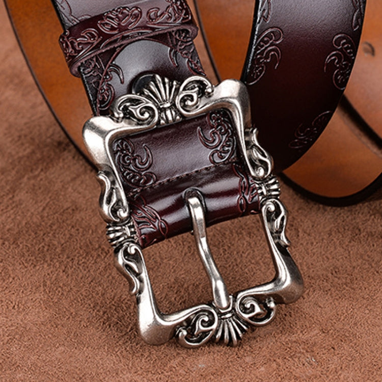 Women Carved Leather Waist Band Simple Pin Buckle Belt My Store