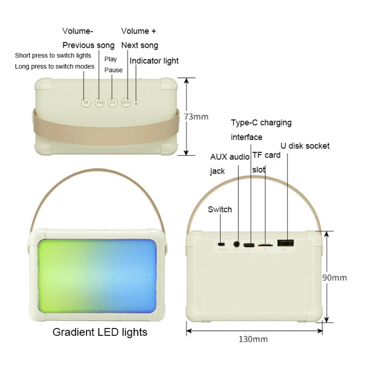 Portable RGB Lighting Effect Bluetooth Speaker Home Mini Karaoke Audio Reluova