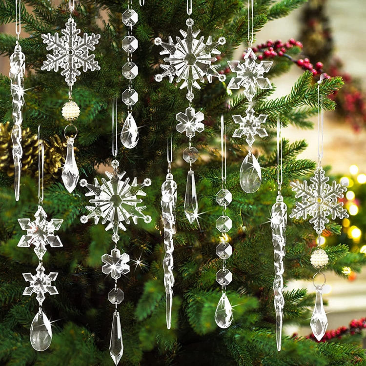 Transparent Snowflake Ice Pick Set Christmas Decoration Supplies