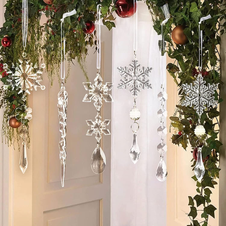 Transparent Snowflake Ice Pick Set Christmas Decoration Supplies