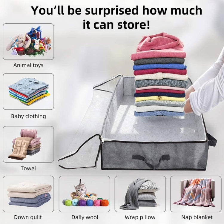 Non-Woven Fabric Foldable Underbed Storage Bag For Clothes Blankets And Shoes 100x50x15cm