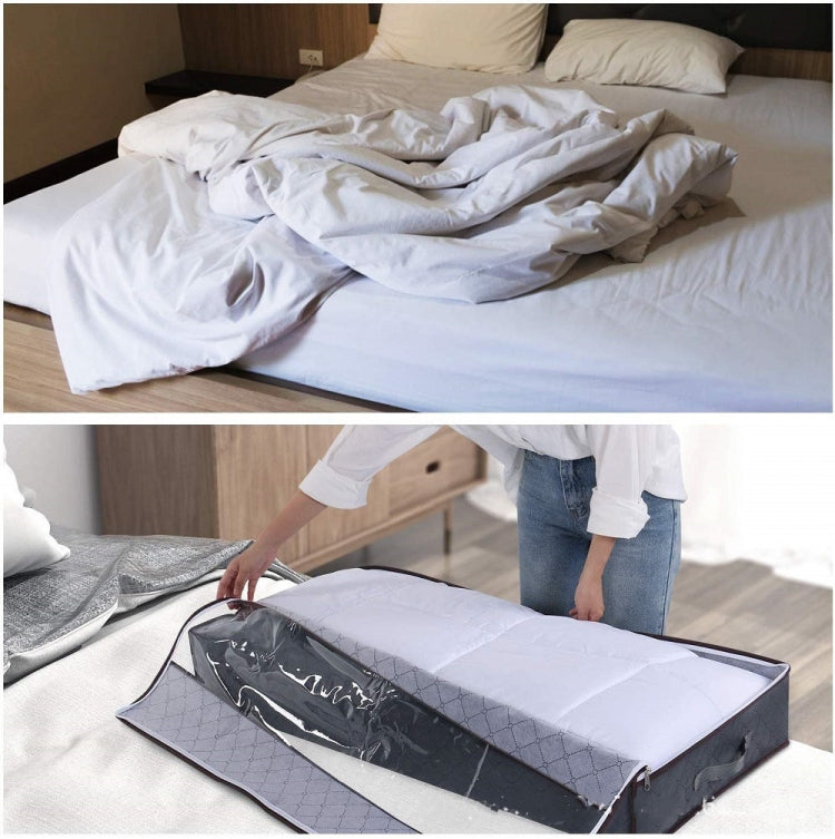 Non-Woven Fabric Foldable Underbed Storage Bag for Clothes Blankets 100x50x18cm