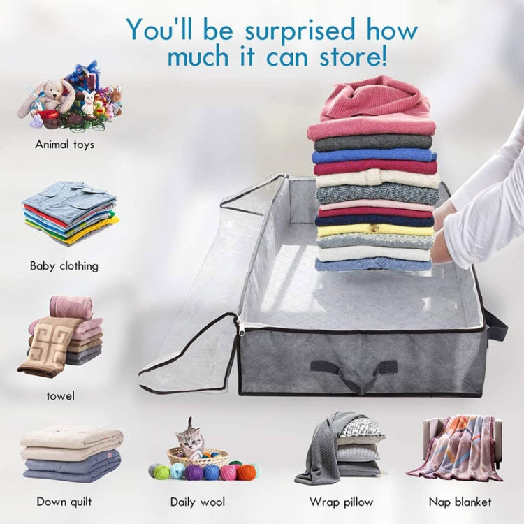 Non-Woven Fabric Foldable Underbed Storage Bag for Clothes Blankets 100x50x18cm