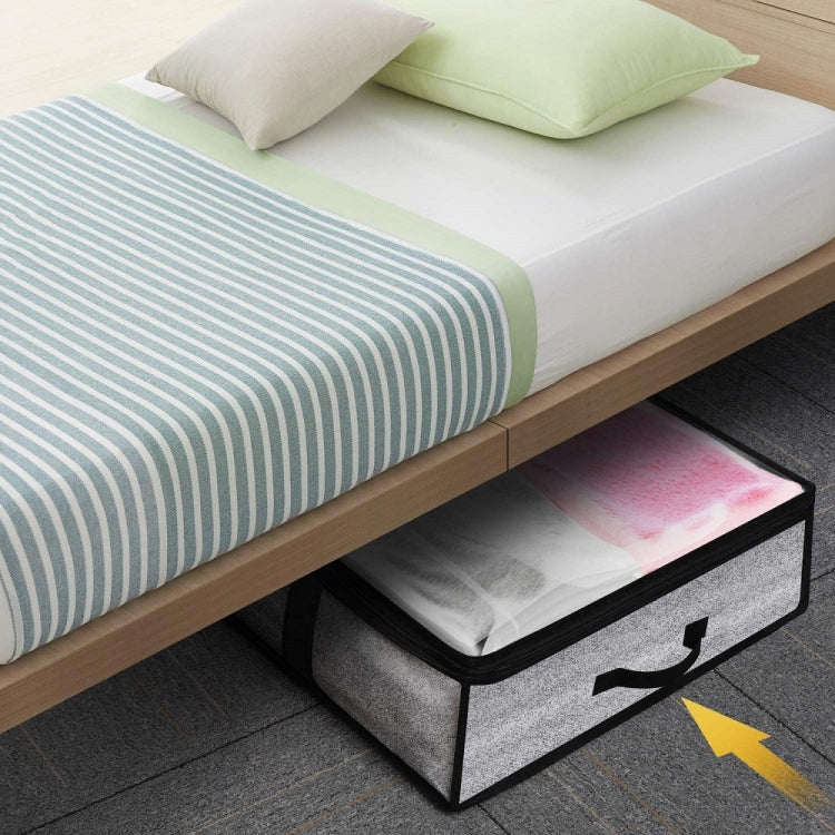 Non-Woven Fabric Foldable Underbed Storage Bag for Clothes Blankets 100x50x18cm