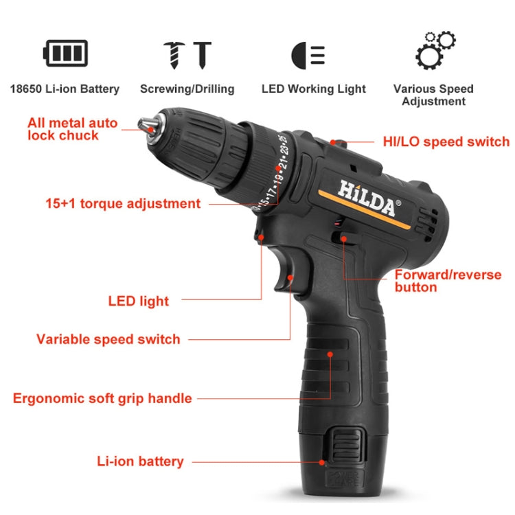 HILDA Home Power Drill 12V Li-Ion Drill With Charger And Battery, EU Plug My Store