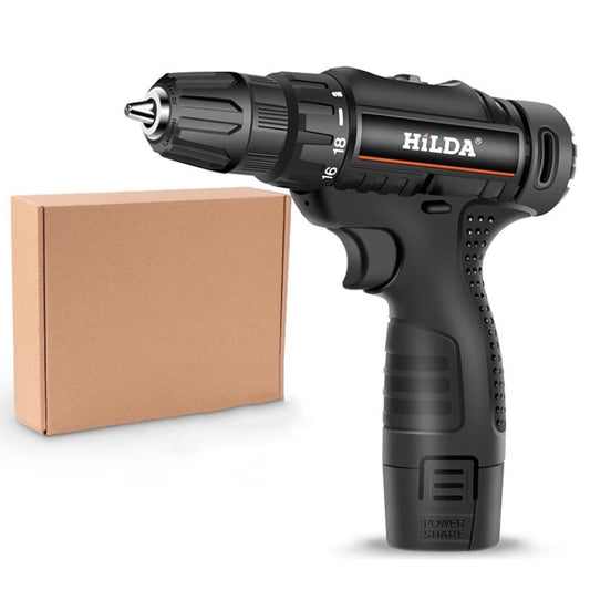 HILDA Home Power Drill 12V Li-Ion Drill With Charger And Battery, US Plug