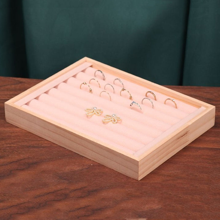 Solid Wooden Velvet Jewelry Display Tray Ring Earring Bracelet Storage And Organization Box My Store