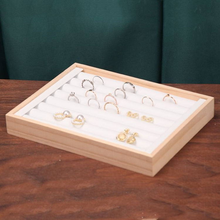 Solid Wooden Velvet Jewelry Display Tray Ring Earring Bracelet Storage And Organization Box My Store