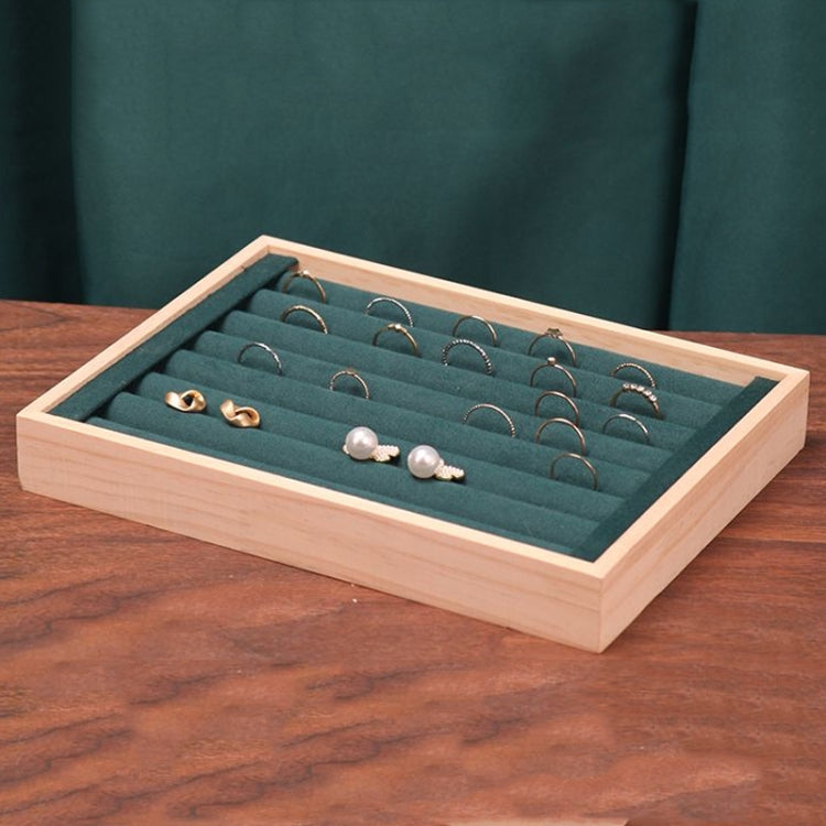 Solid Wooden Velvet Jewelry Display Tray Ring Earring Bracelet Storage And Organization Box My Store