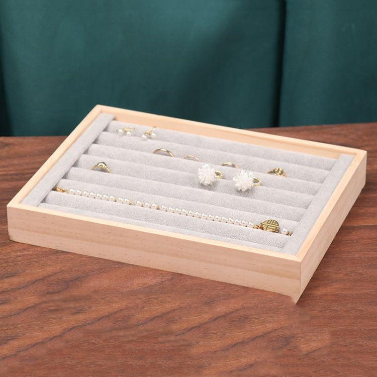 Solid Wooden Velvet Jewelry Display Tray Ring Earring Bracelet Storage And Organization Box My Store