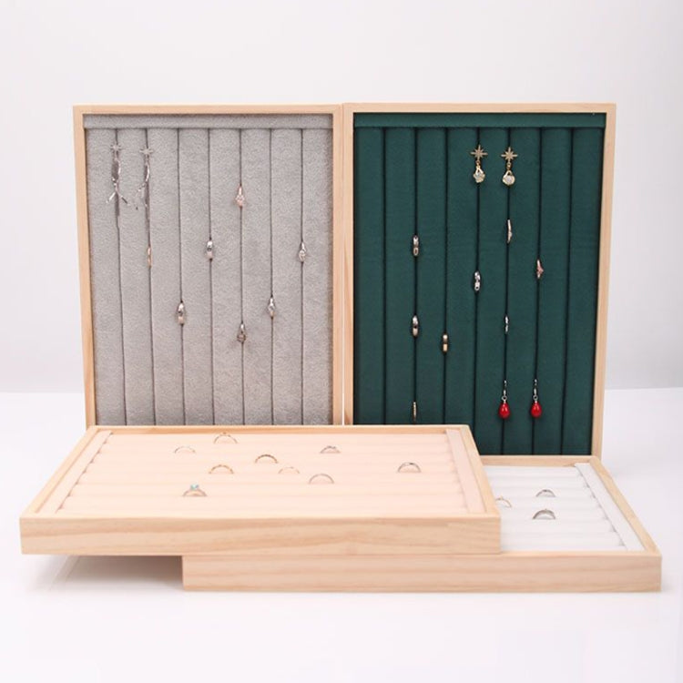 Solid Wooden Velvet Jewelry Display Tray Ring Earring Bracelet Storage And Organization Box My Store