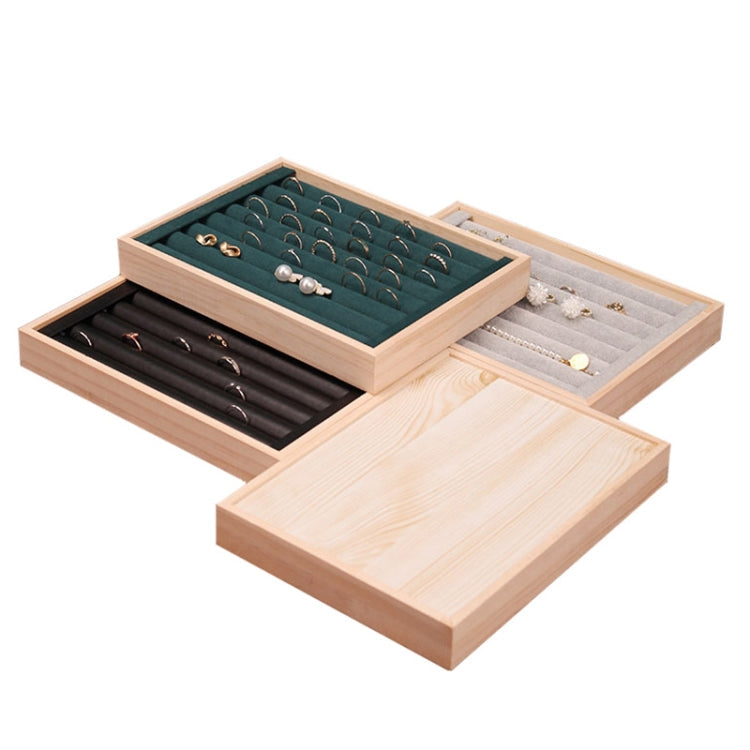 Solid Wooden Velvet Jewelry Display Tray Ring Earring Bracelet Storage And Organization Box My Store