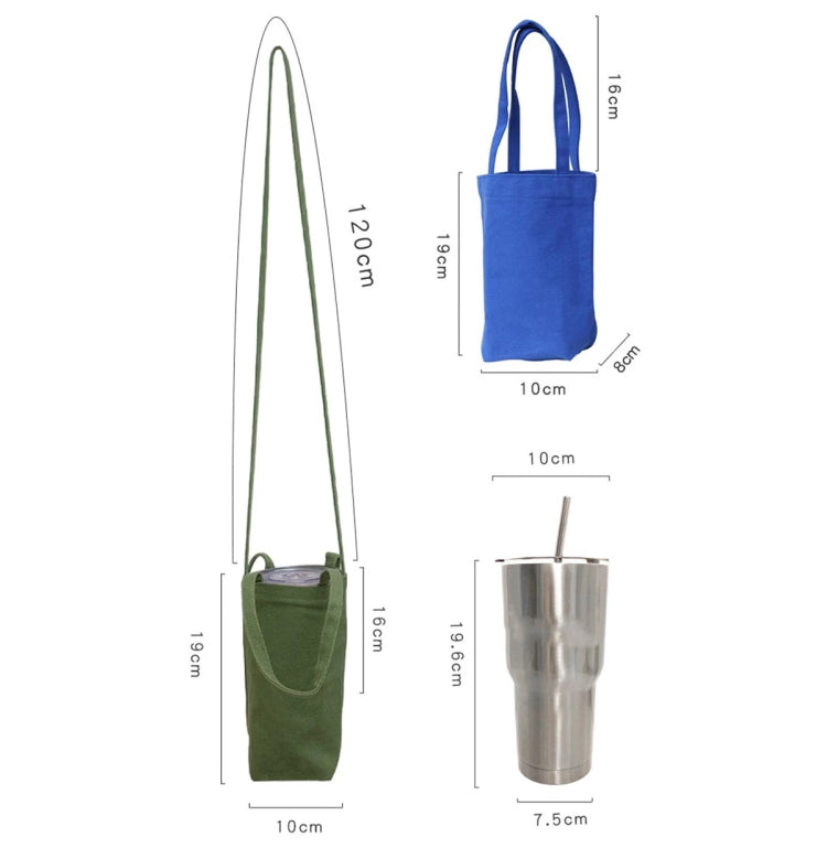 Portable Water Cup Coffee Bag Outdoor Thermal Insulation Solid-Color Canvas Cup Cover Reluova