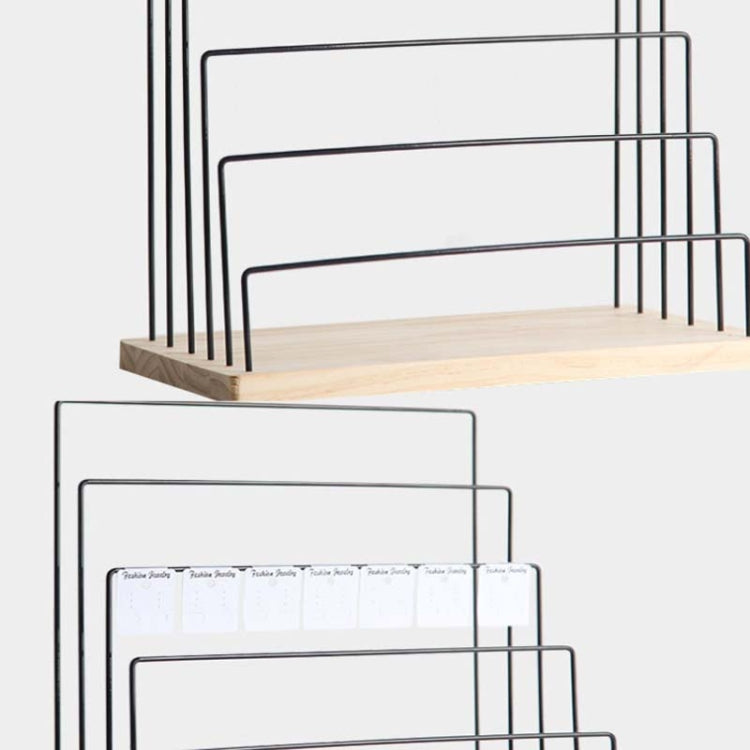 Wooden Base Iron Multi-Layer Earrings Storage Display Rack Can Hang Jewelry Display Shelf My Store