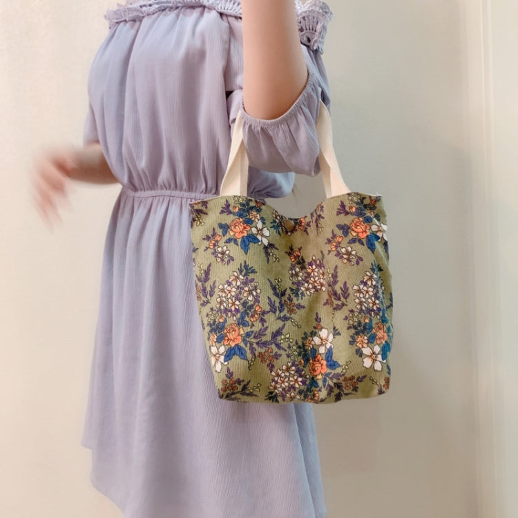 Retro Floral Bag Casual Tote Large Capacity Corduroy Handbag My Store