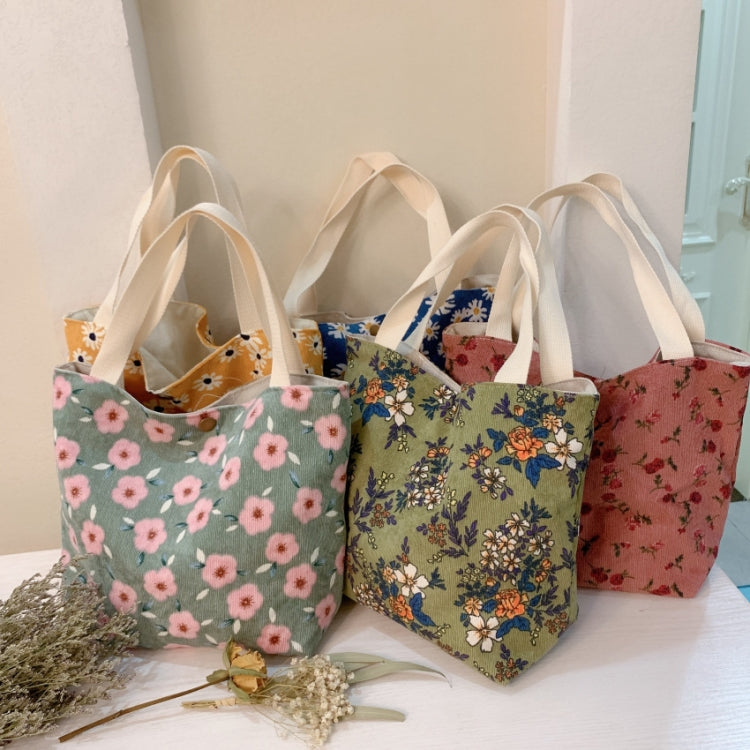 Retro Floral Bag Casual Tote Large Capacity Corduroy Handbag My Store