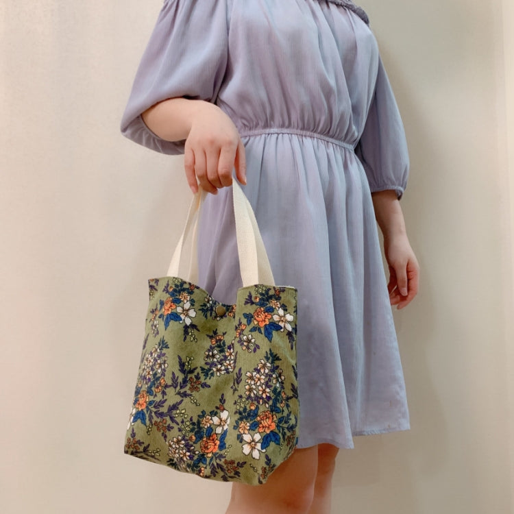 Retro Floral Bag Casual Tote Large Capacity Corduroy Handbag My Store